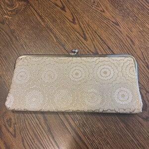 Vintage cream ivory gold metallic clutch evening bag dressy